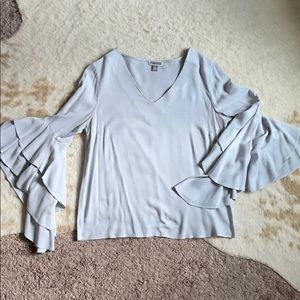 Waterfall ruffle sleeve blouse